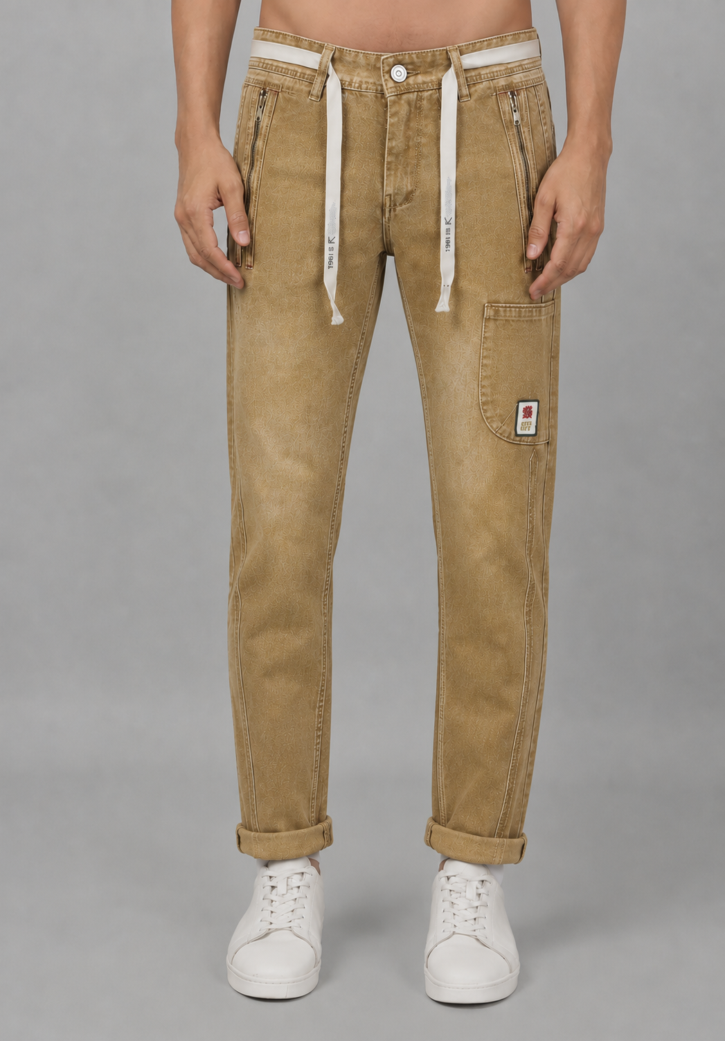 Sashiko Indigo Repair Front - Stretchable Jeans Wholesaler in Relief Road